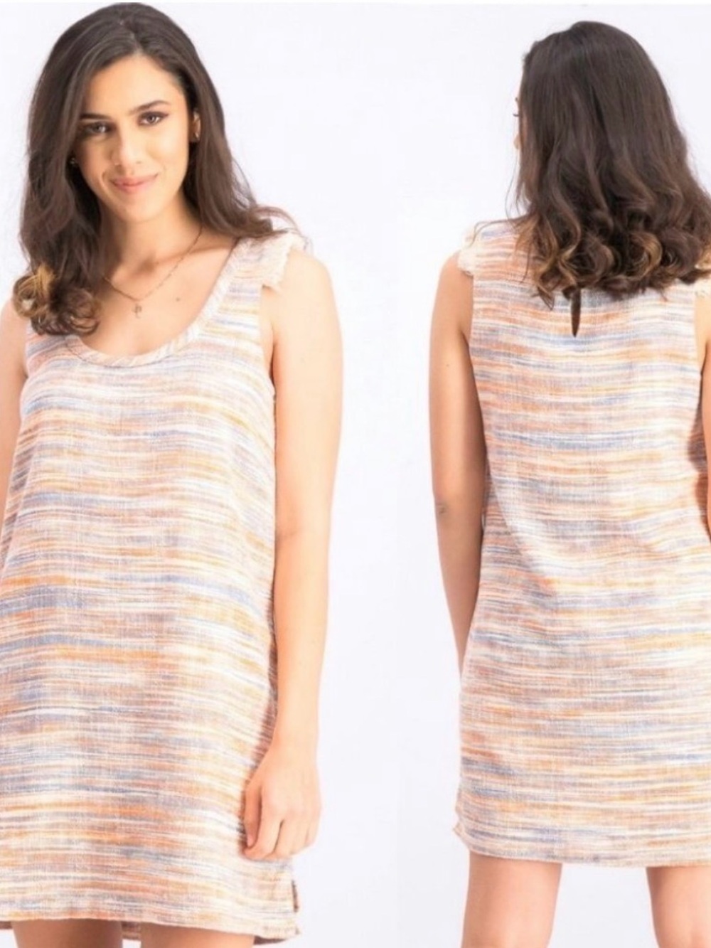 Anthropologie Lilla P Striped Sleeveless Shift Dress in Soft Pastels